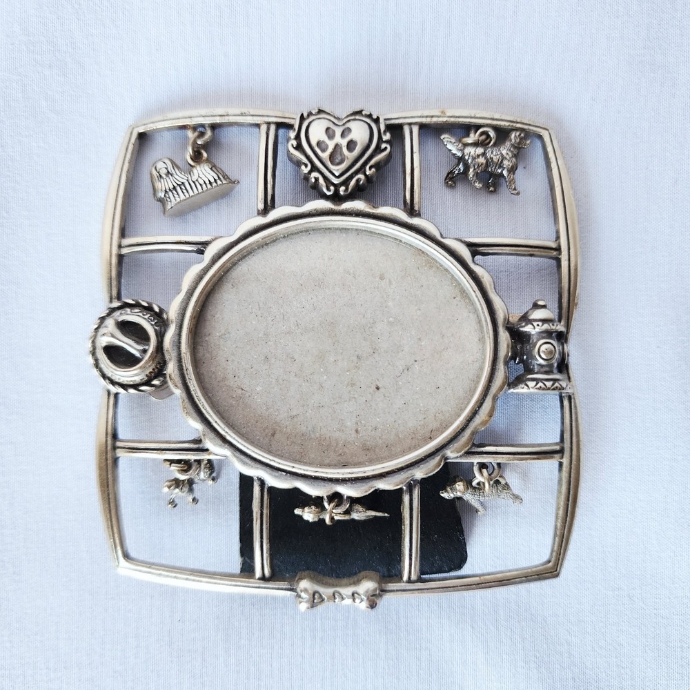 Brighton Snif Dog Mini Photo Frame Silver Heart Scroll Charms Bone‎ Paw Pedigree